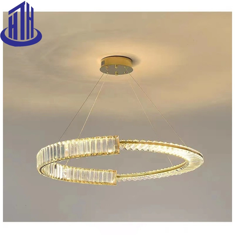 LED Double Mirror Stainless Steel Nordic Light Luxury Crystal Round Ring Pendant Light (3309)