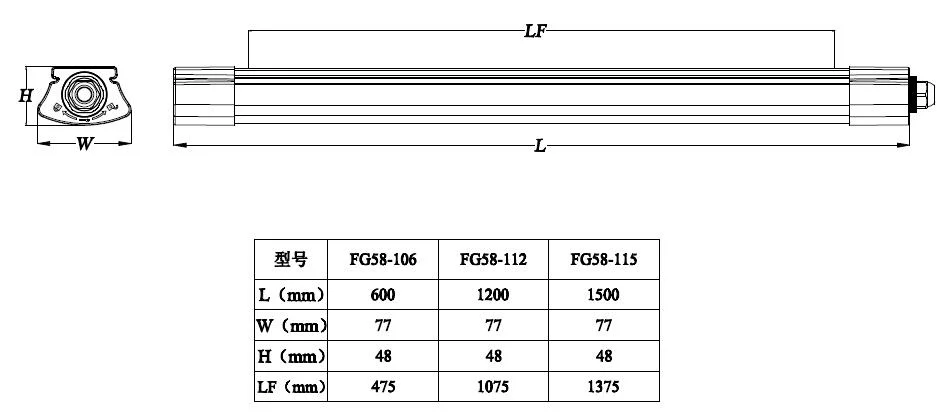 2021 New IP65 SMD2835 PC Extrusion LED Linear Light Tri-Proof Batten 2FT 18W with CE Certificate