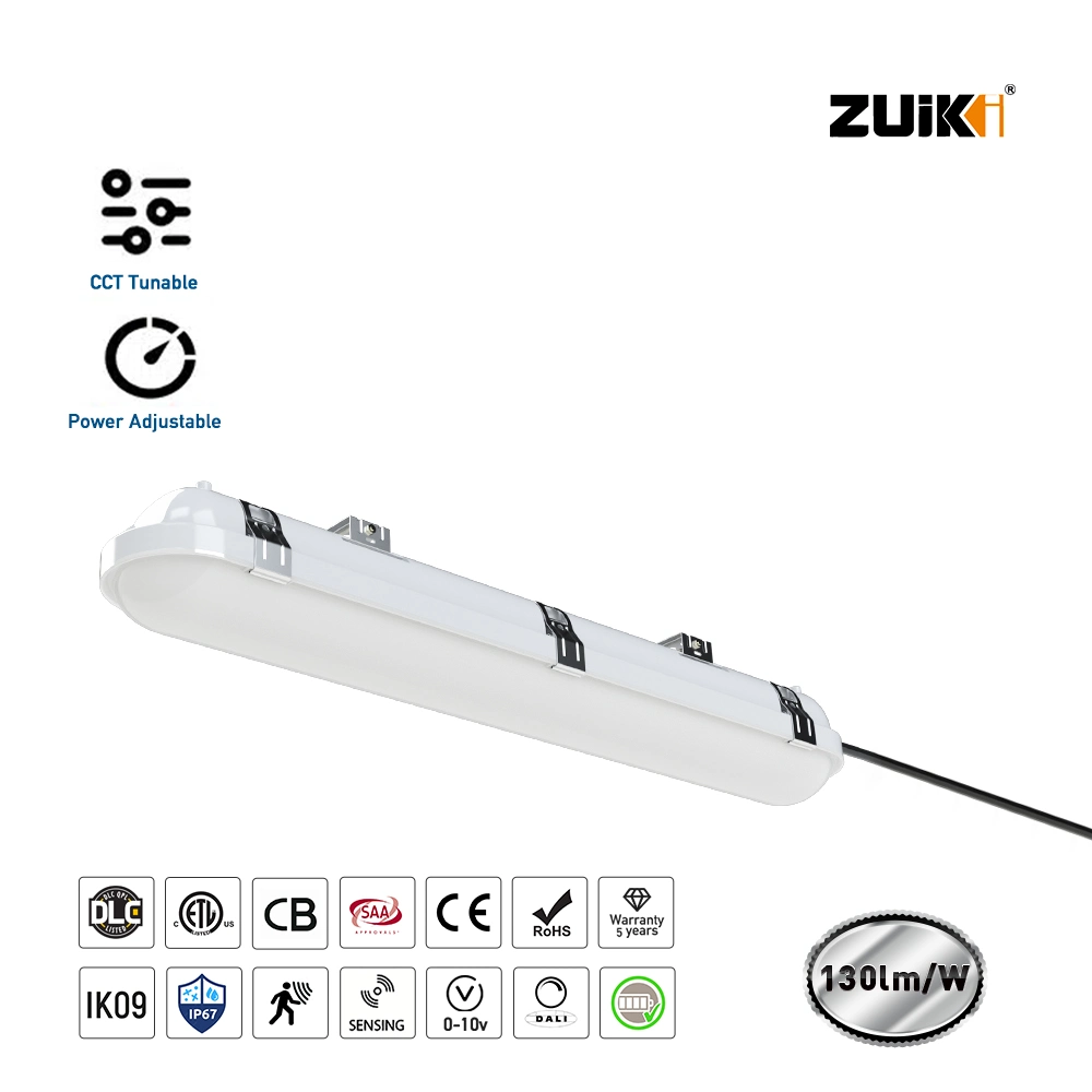 Zuiki 4FT Waterproof Shop Light 60W 7800lm Vapor Proof Parking Garage Light 5000K LED Vapor Tight Fixture