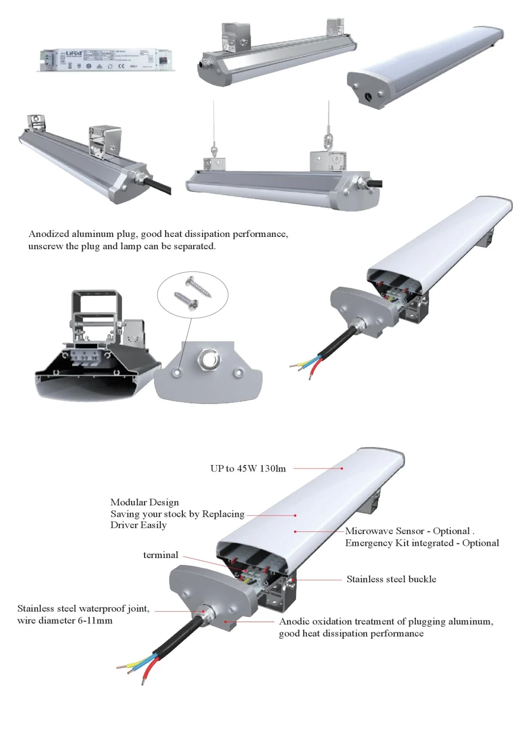 Rygh 1200mm Suspended Drop LED Ceiling Lights Troffer Light 60W