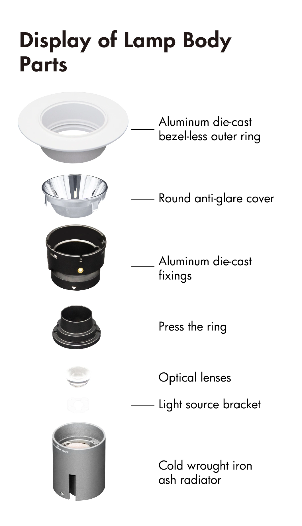 Widely Aplication Customized Design Mirror Black 12W 20W COB Degrees Anti-Glare LED Downlight