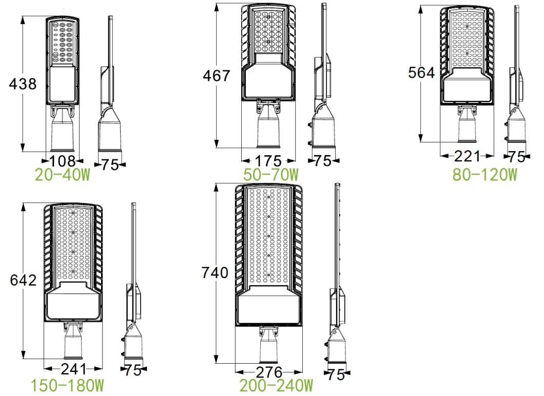 170lm/W Post Top Parking Lot Road Garden Pathway Highway LED Public Area Lighting 30W 40W 50W 60W 80W 90W 100W 120W 150W 200W 240W LED Street Light