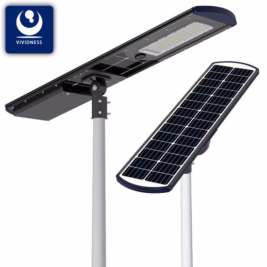 새로운 현대 방수 통합 알루미늄 LED 올인원 높은 루멘 태양 광 가로등 30W 40W 60W 80W 100W